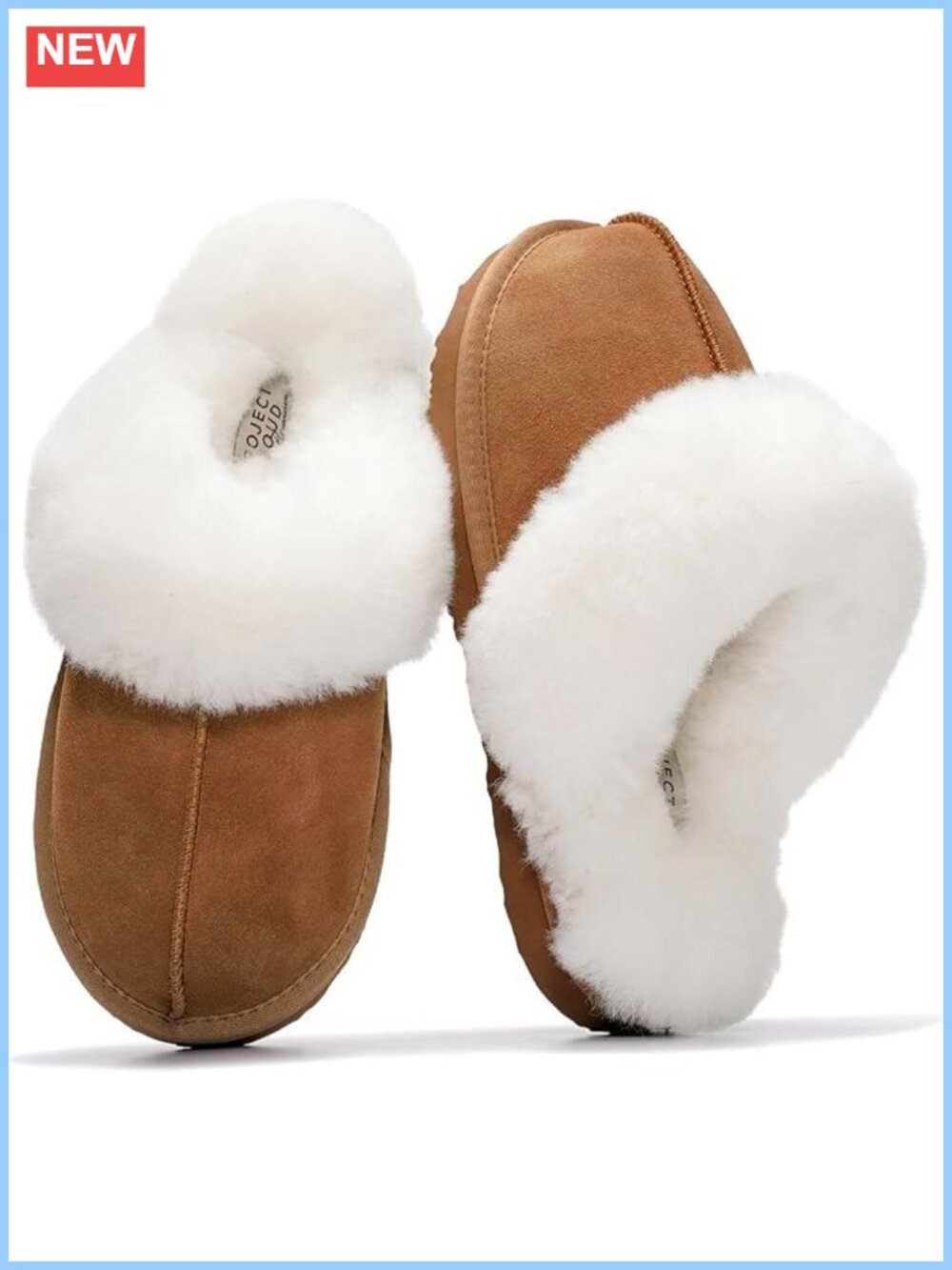 Genuine Leather Women's Shearling Fur-Lined Clog Slippers Memory Foam Non-Slip